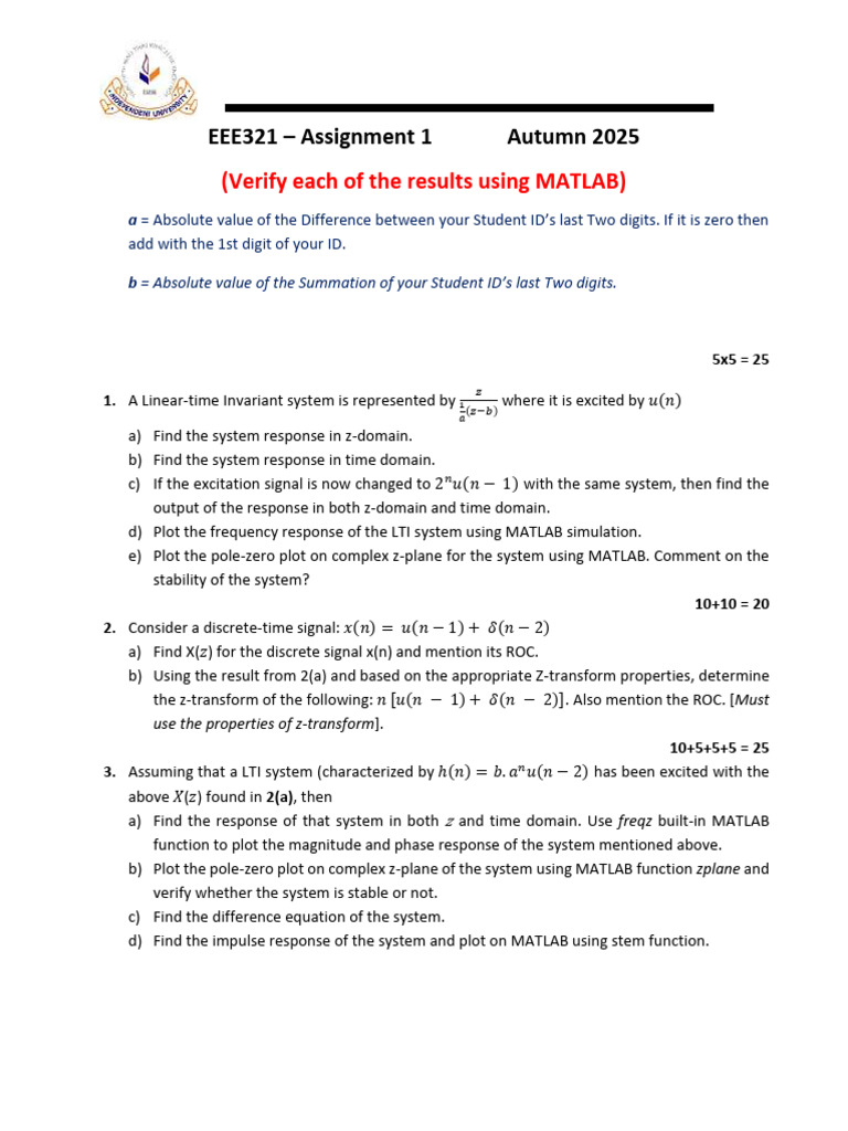 EEE321 MATLAB Assignment Guide | PDF