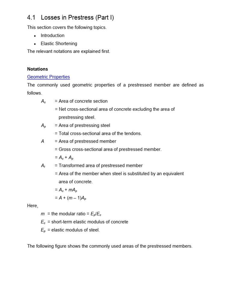 Losses in Prestress | PDF | Prestressed Concrete | Deformation ...