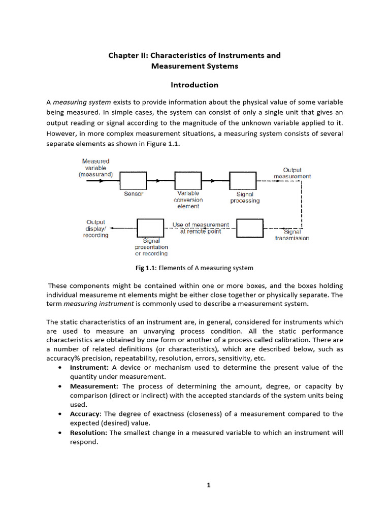 Instrument Characteristics and Measurement Systems | PDF | Accuracy And ...