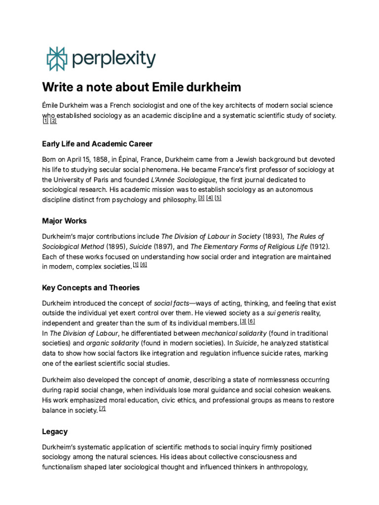 Émile Durkheim: Pioneer of Sociology | PDF | Émile Durkheim | Sociology