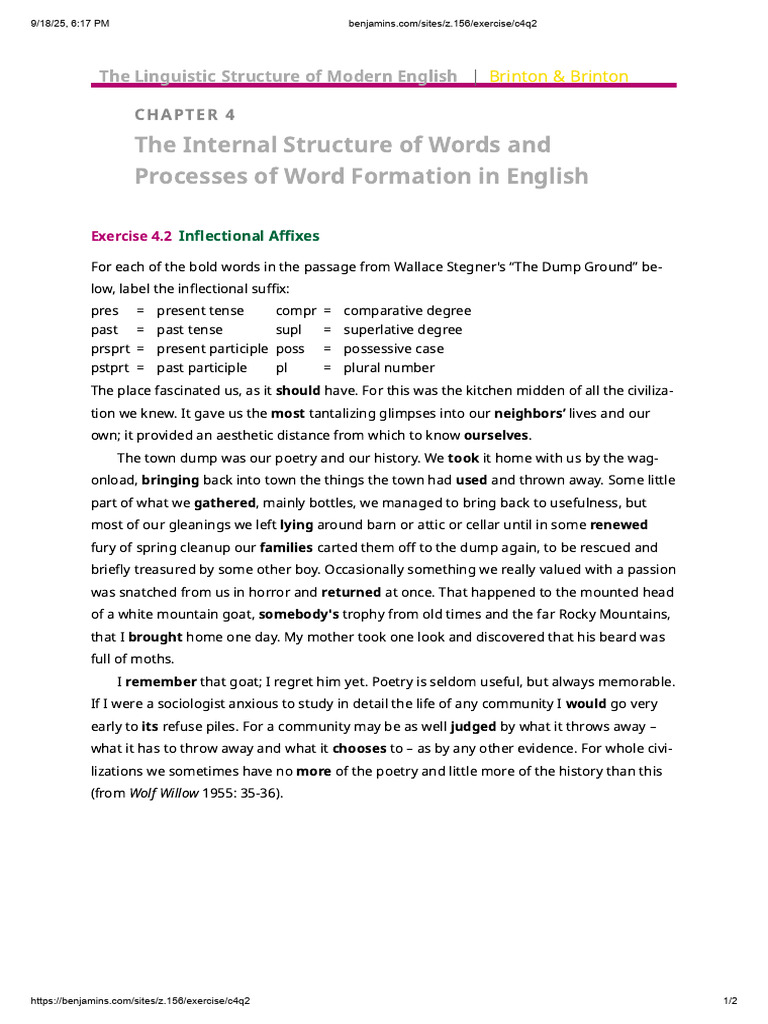 Word Formation and Inflectional Affixes | PDF | Linguistics | Grammar