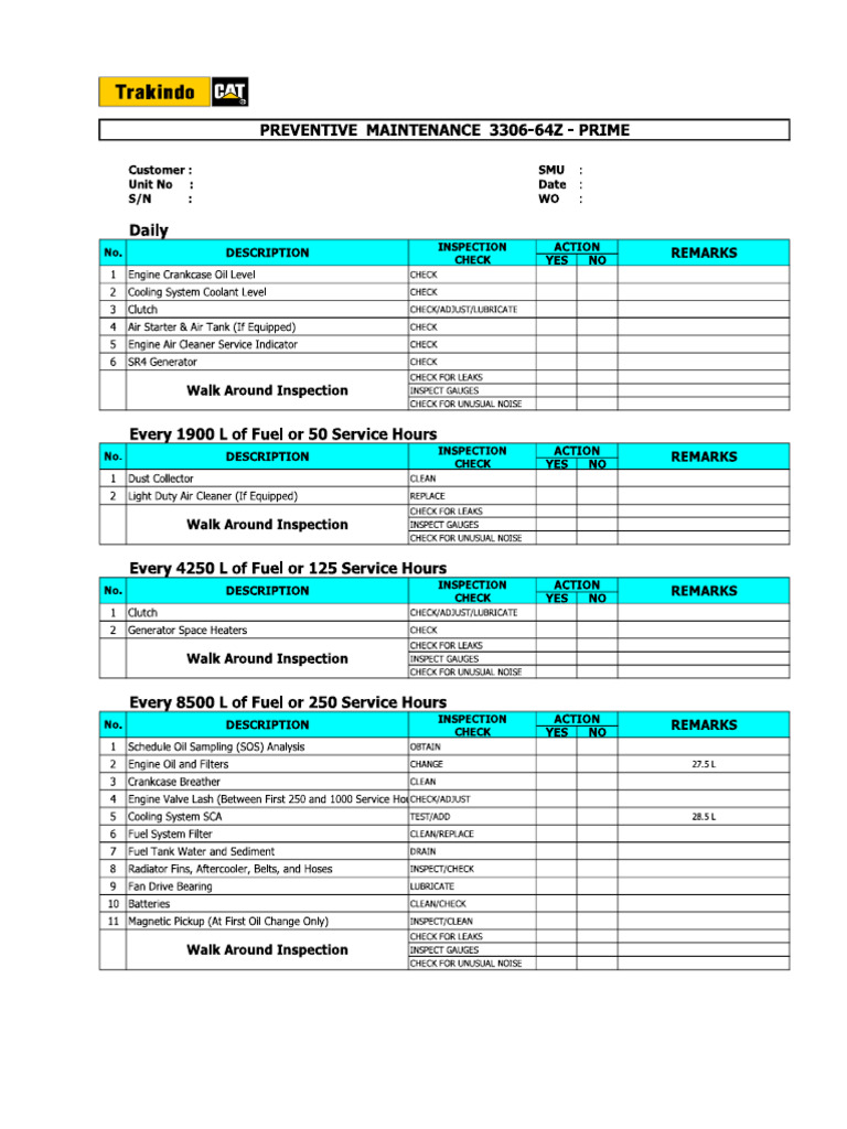 Checklist Engine & Genset EP 1aa | PDF