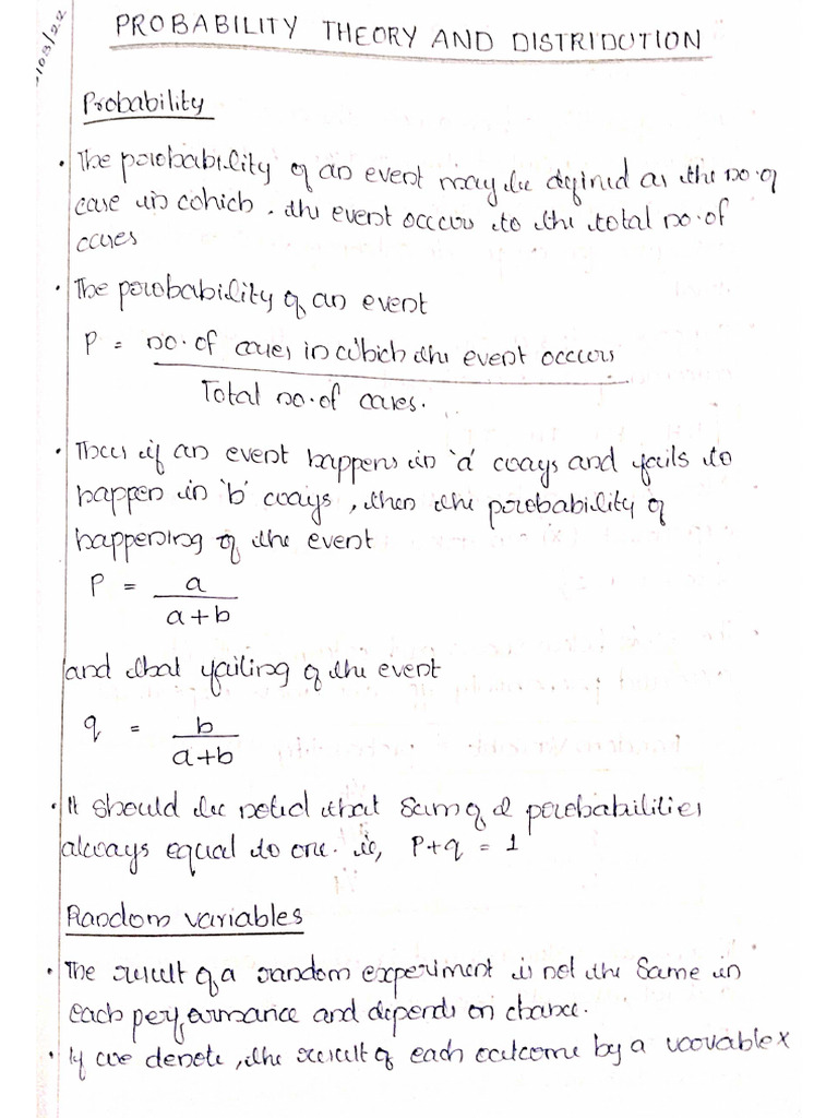 Probability Mathematical Methods in Phy Note 1 | PDF