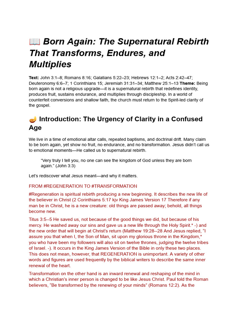 Supernatural Rebirth Explained | PDF | Born Again | Jesus