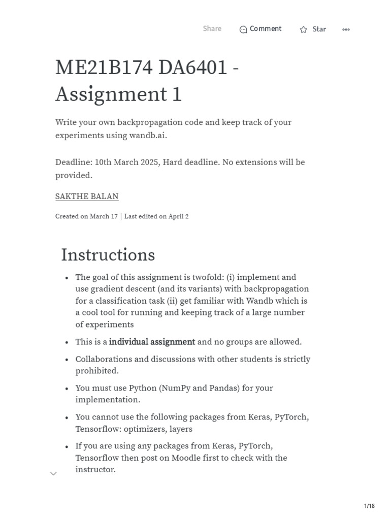 Backpropagation Assignment with Wandb | PDF | Algorithms | Applied ...