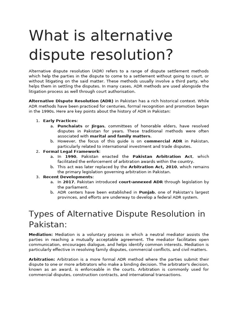 What Is Alternative Dispute Resolution | PDF | Alternative Dispute ...