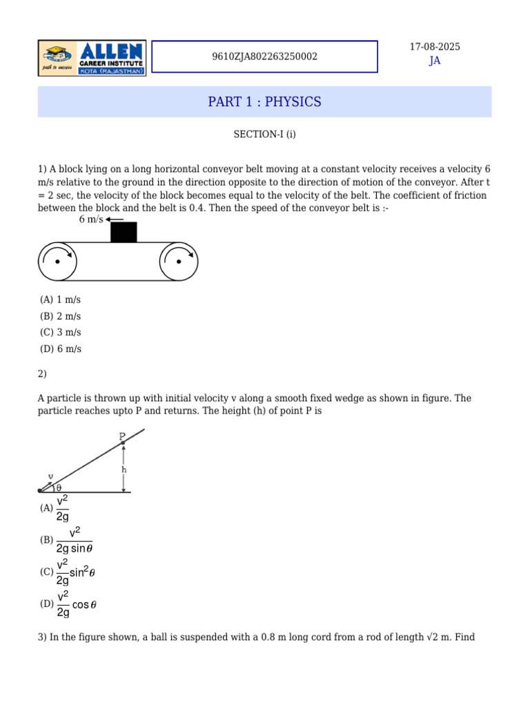 Physics and Chemistry Problem Set | PDF | Atomic Orbital | Force