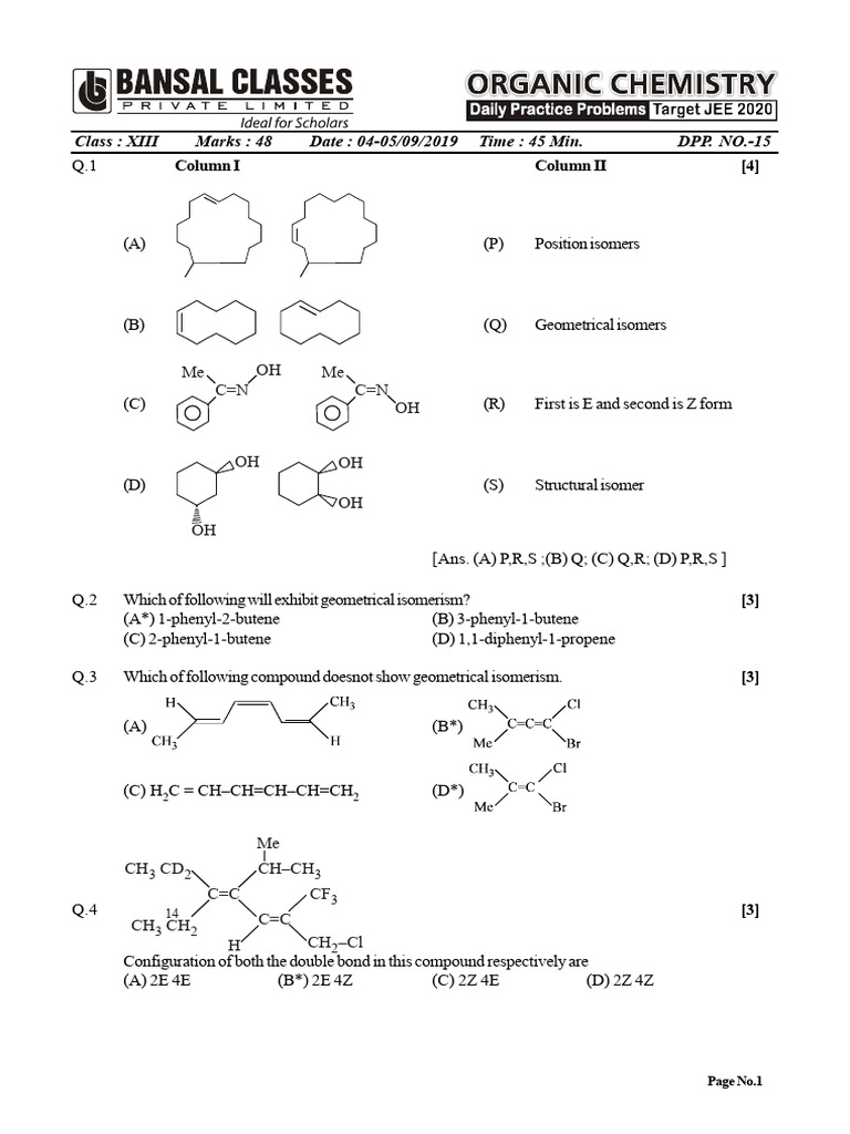 Isomerism and Stability in Organic Compounds | PDF | Isomer ...