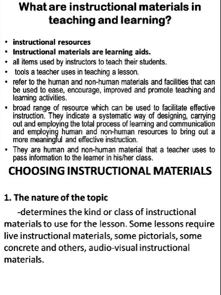 TTS Instructional Materials | PDF