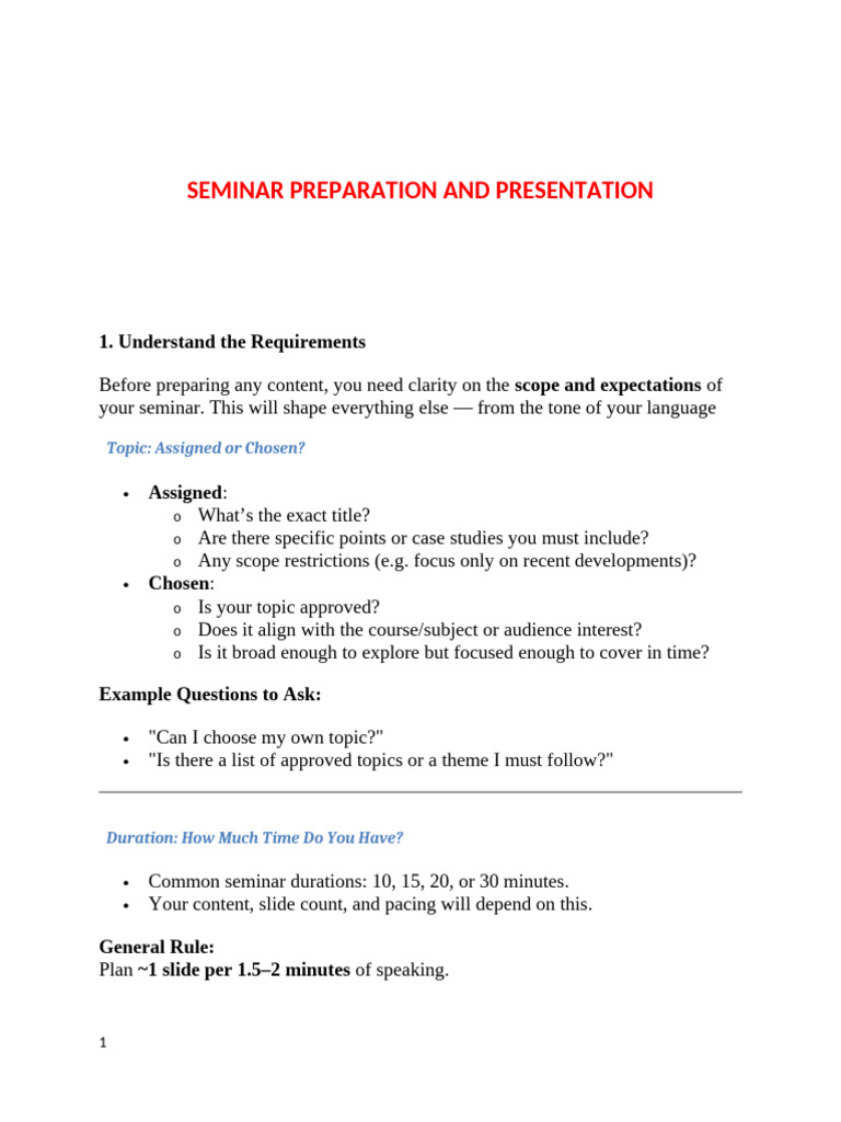 Seminar Preparation Guide | PDF | Arial | Typefaces
