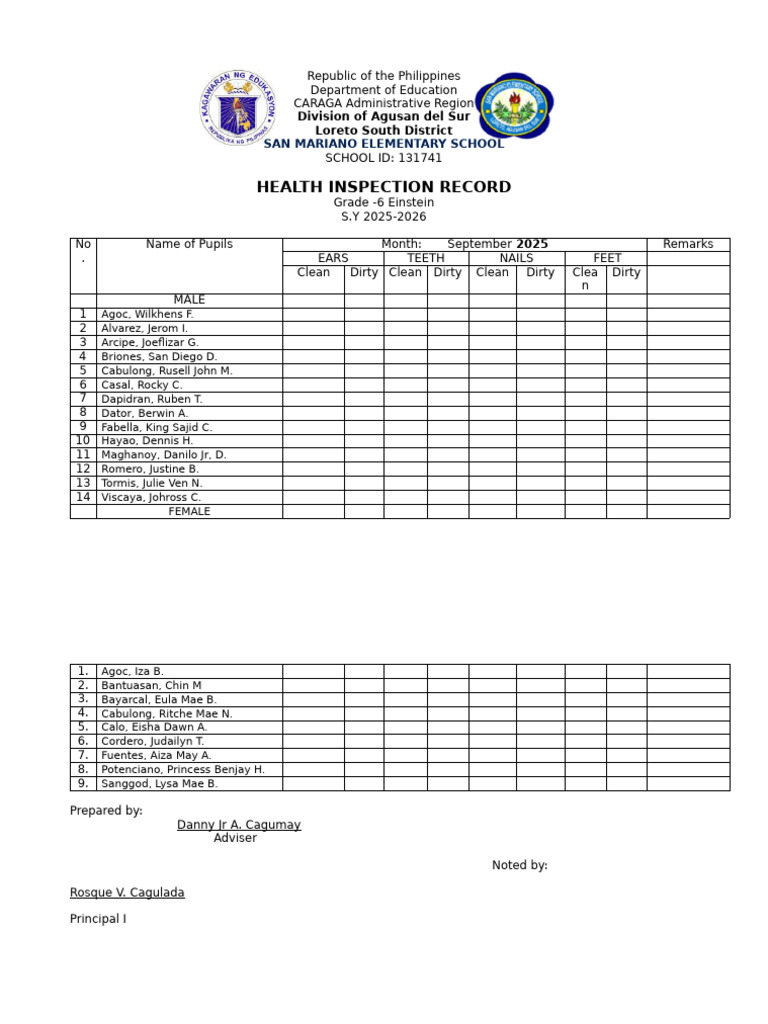 Health Inspection Record | PDF