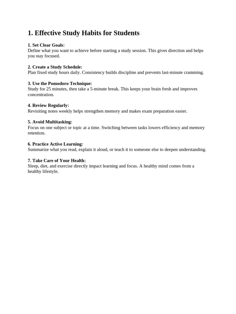 Effective Study Habits for Success | PDF