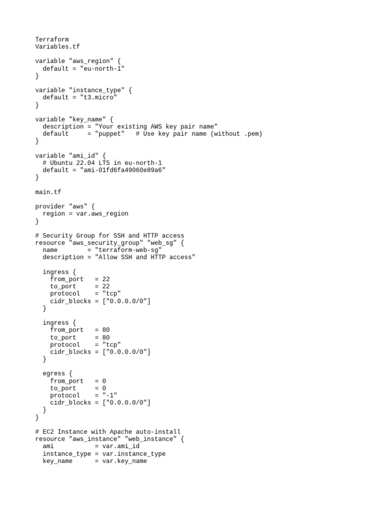 Terraform AWS EC2 Setup Guide | PDF