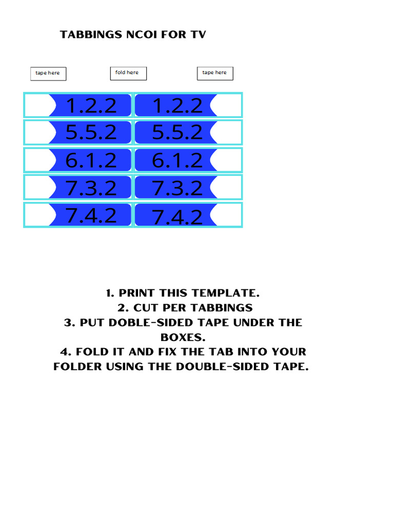 NCOI Tabbings Template Instructions | PDF