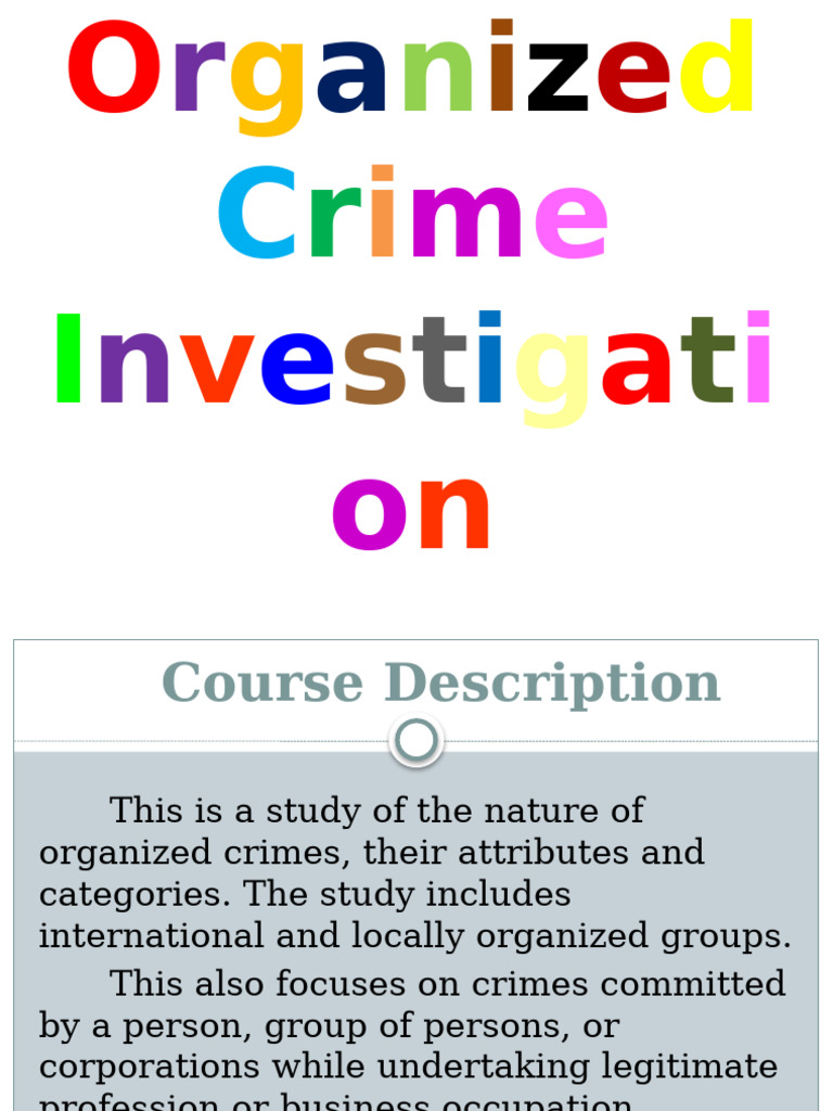 Organized Crime Investigation | PDF | Illegal Drug Trade | Human ...
