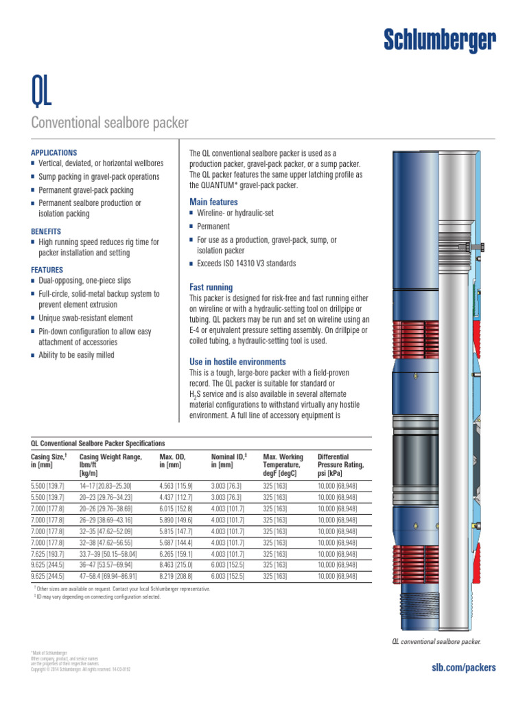 QL Conventional Sealbore Packer Ps | PDF | Mechanical Engineering ...