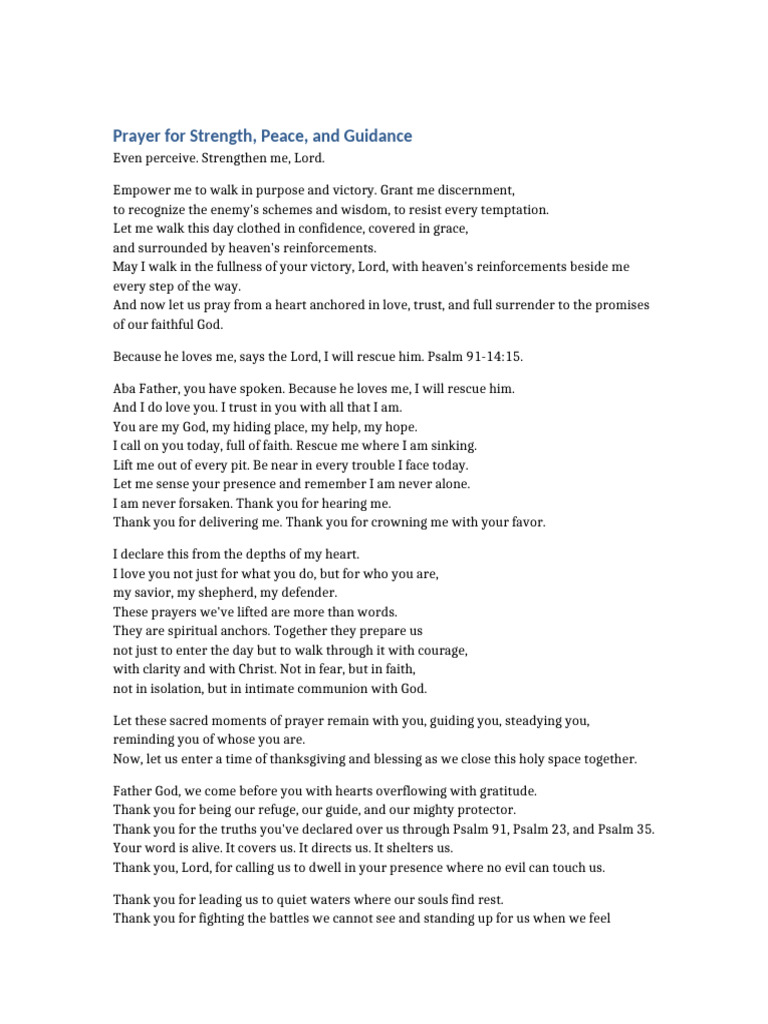 Prayer for Strength and Guidance | PDF | Prayer | Jesus