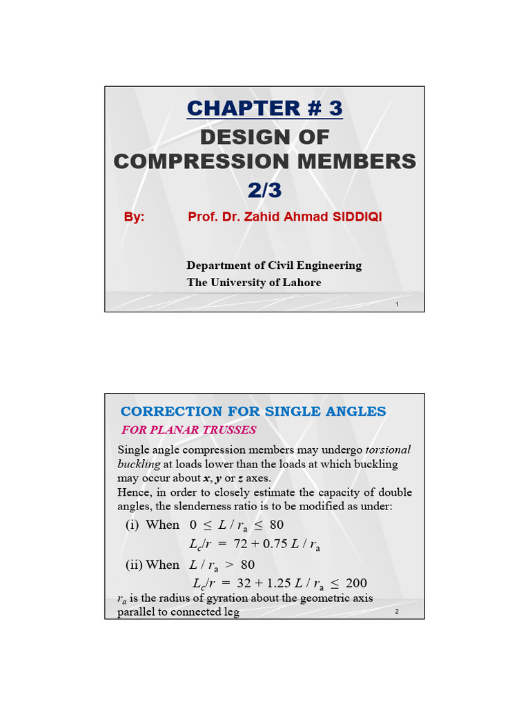 07 - Compression Member Design | PDF | Buckling | Column
