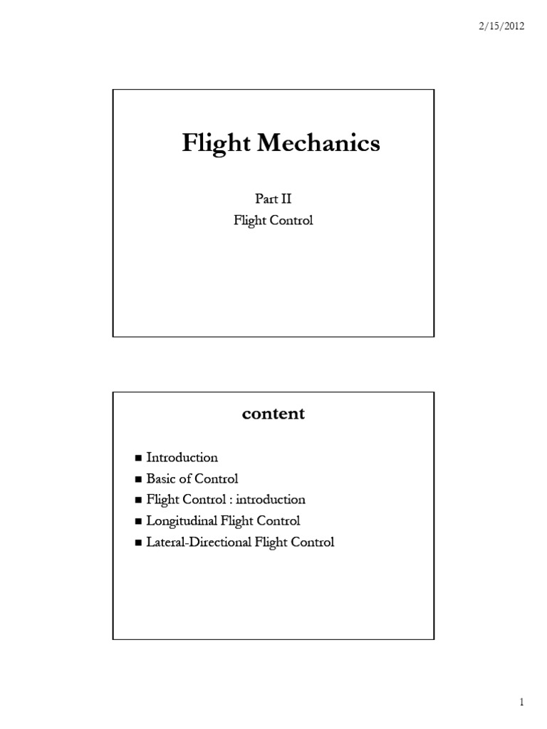 Flight Control Mechanics Overview | PDF | Control Theory | System