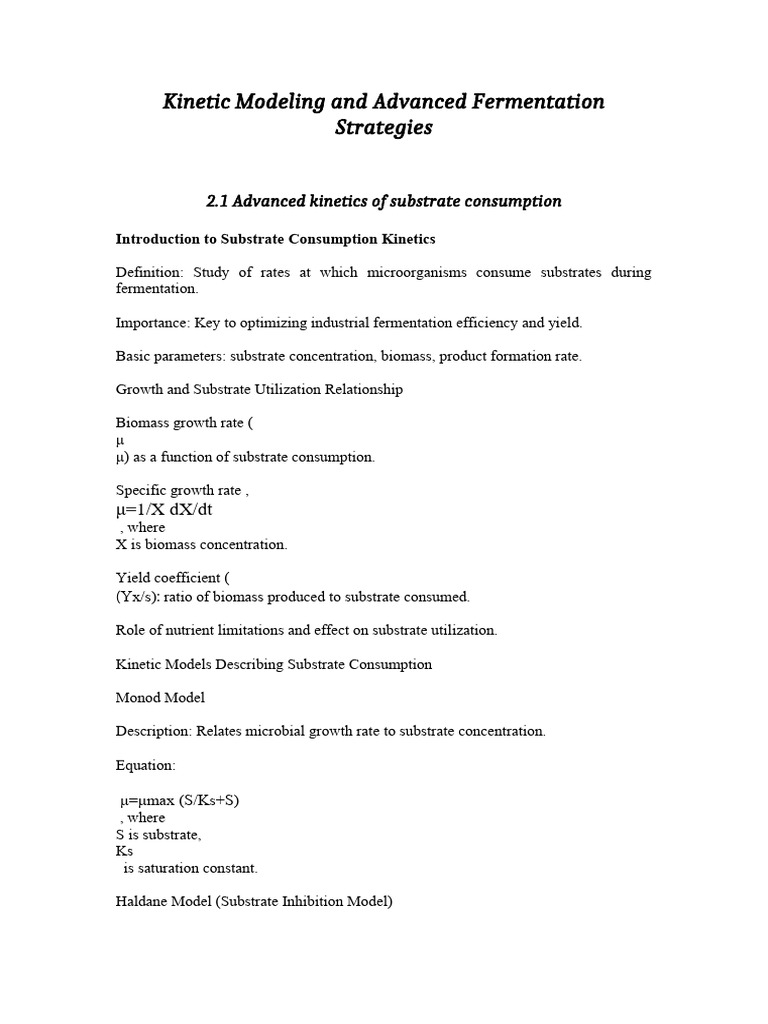 Advanced Kinetics in Fermentation Processes | PDF | Enzyme Kinetics ...