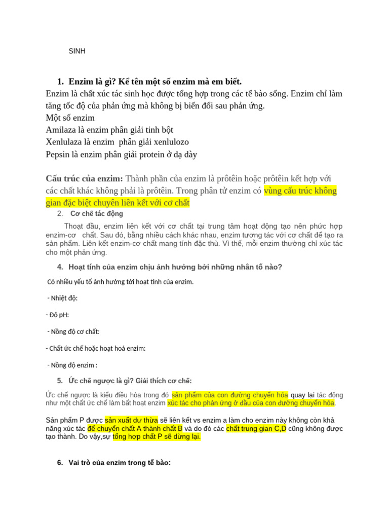 SINH | PDF