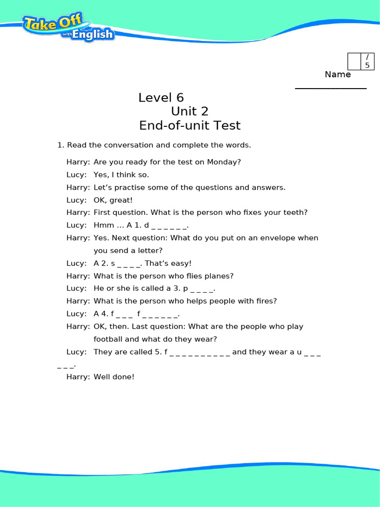 Level 6 Unit 2 End-of-Unit Test | PDF