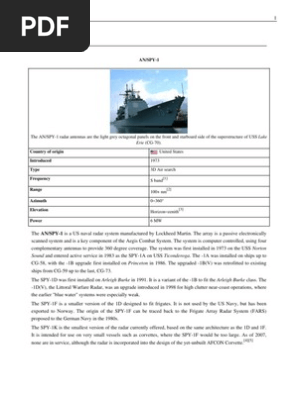 An Spy 1 Pdf Radar Military Technology