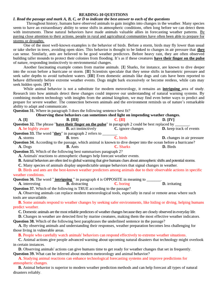 Animal Behavior and Weather Prediction | PDF | Weather | Time Management