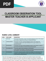 Classroom Observation Tool for Teacher VI | PDF | Teachers | Learning