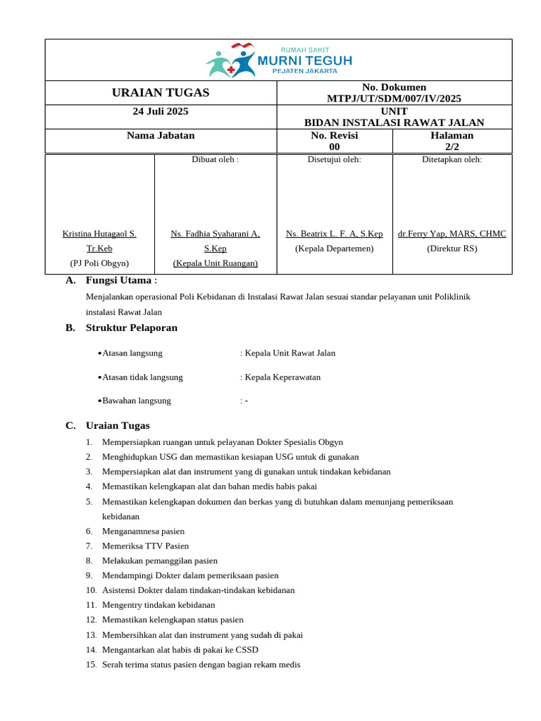 Uraian Tugas Staf CSSD Ayie Saroh | PDF