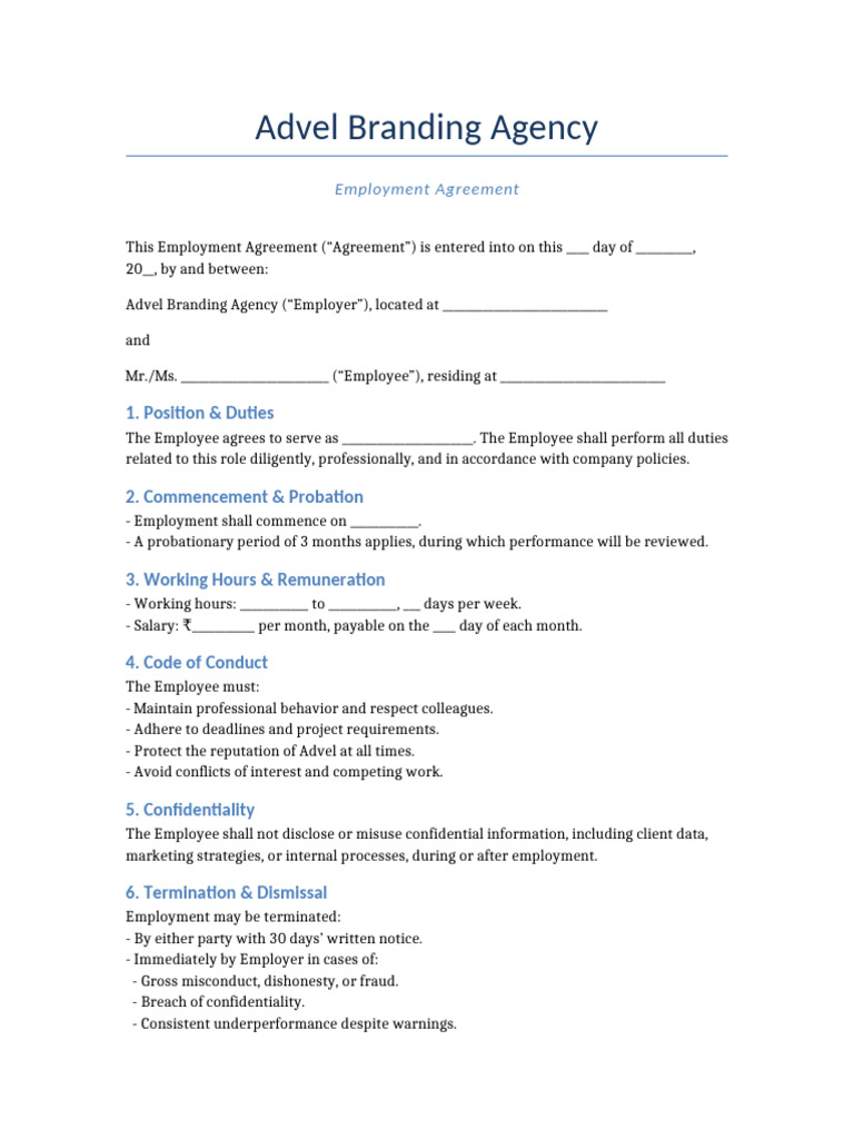 Advel Employment Agreement | PDF