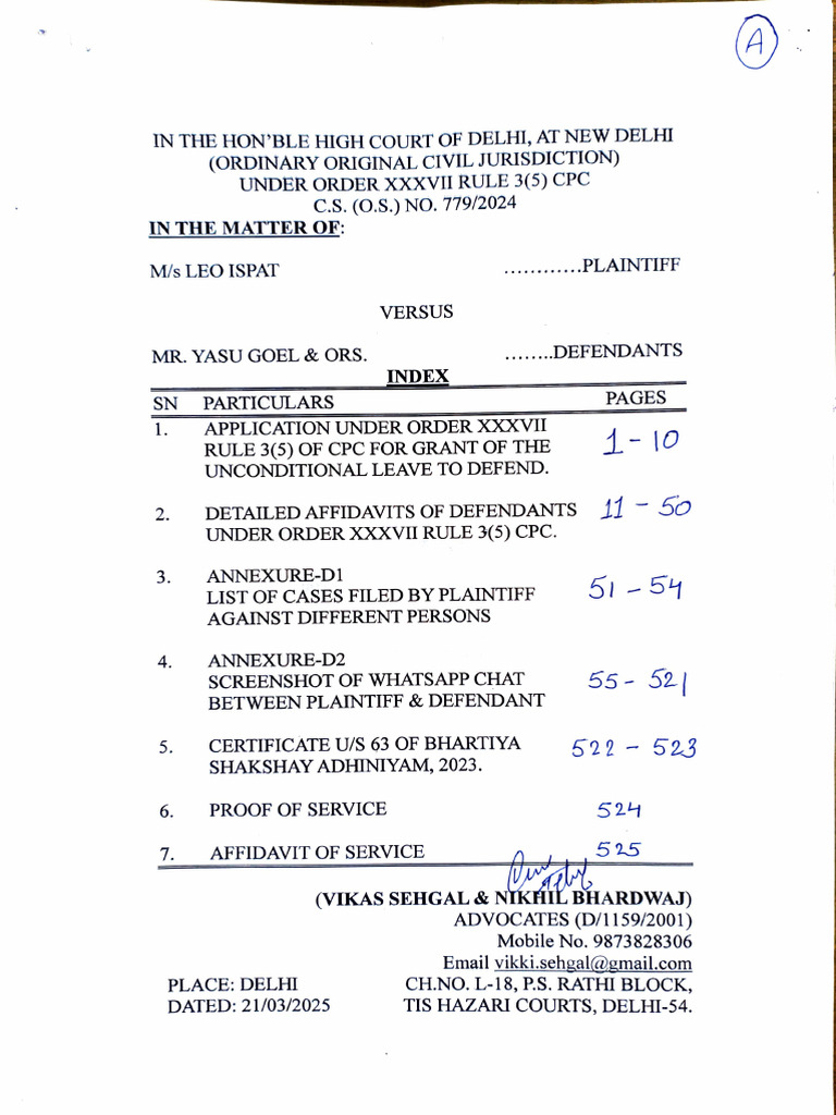 High Court Application for Leave to Defend | PDF