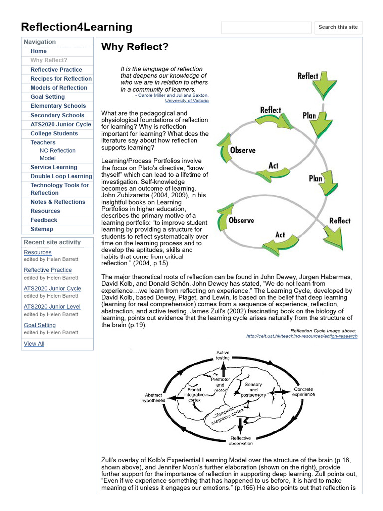 Importance of Reflection in Learning | PDF | Reflective Practice | Learning