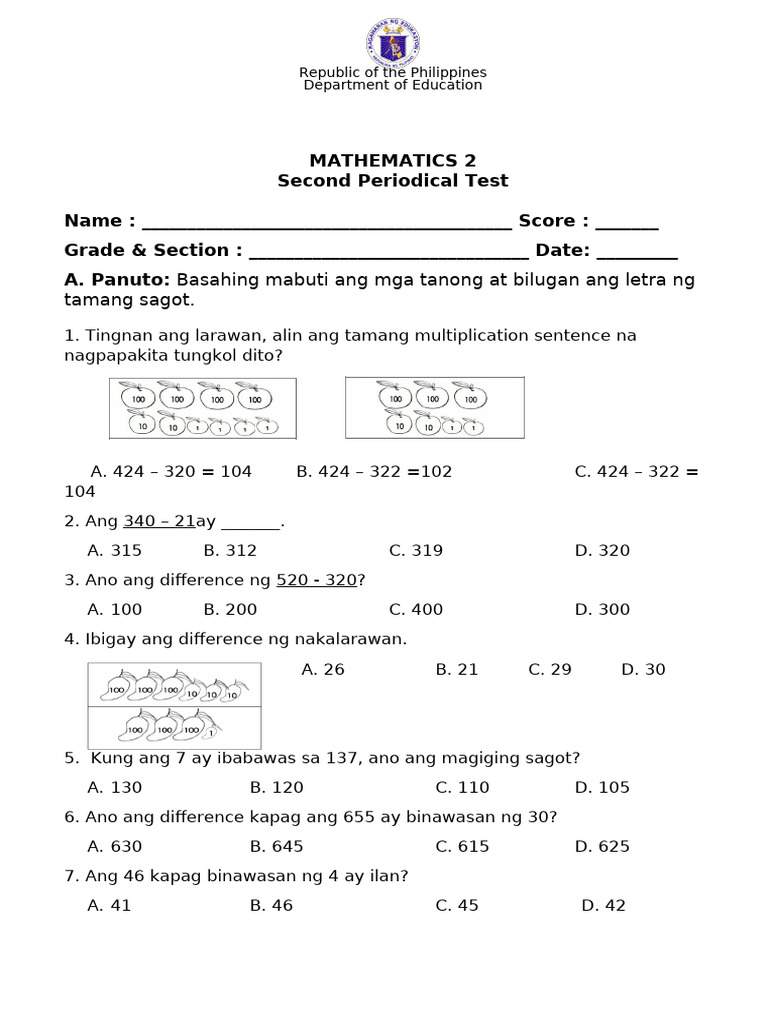 Math 2 2nd Periodical Test | PDF