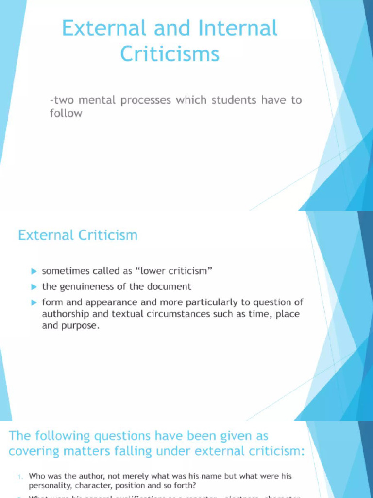 External & Internal Criticisms | PDF