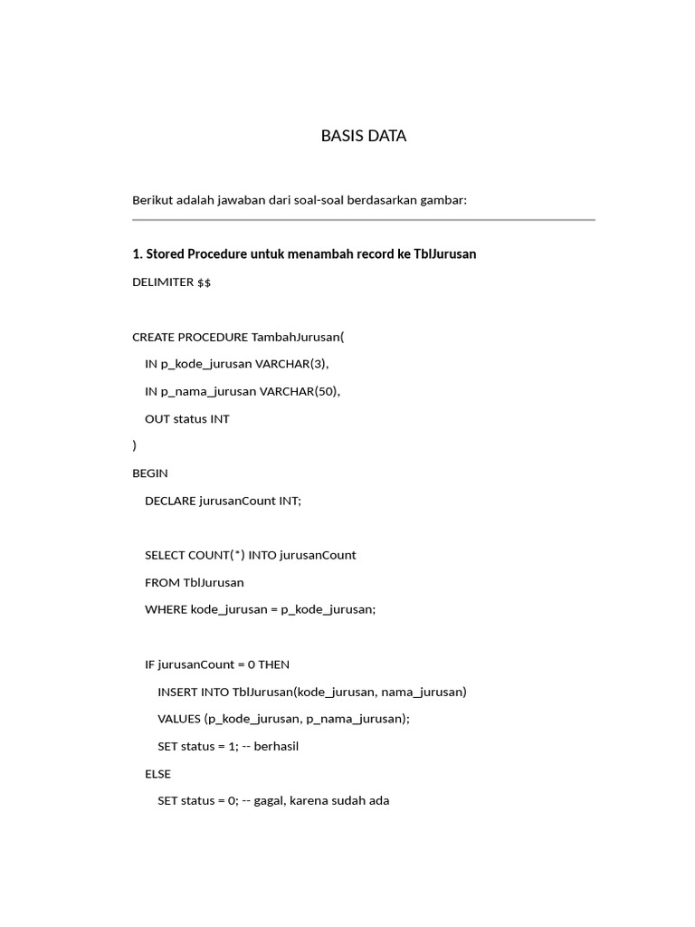 Prosedur dan Trigger SQL untuk Database | PDF