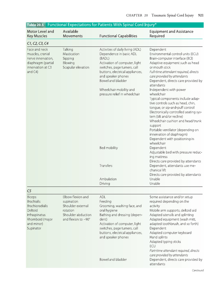 SCI Functional Level | PDF