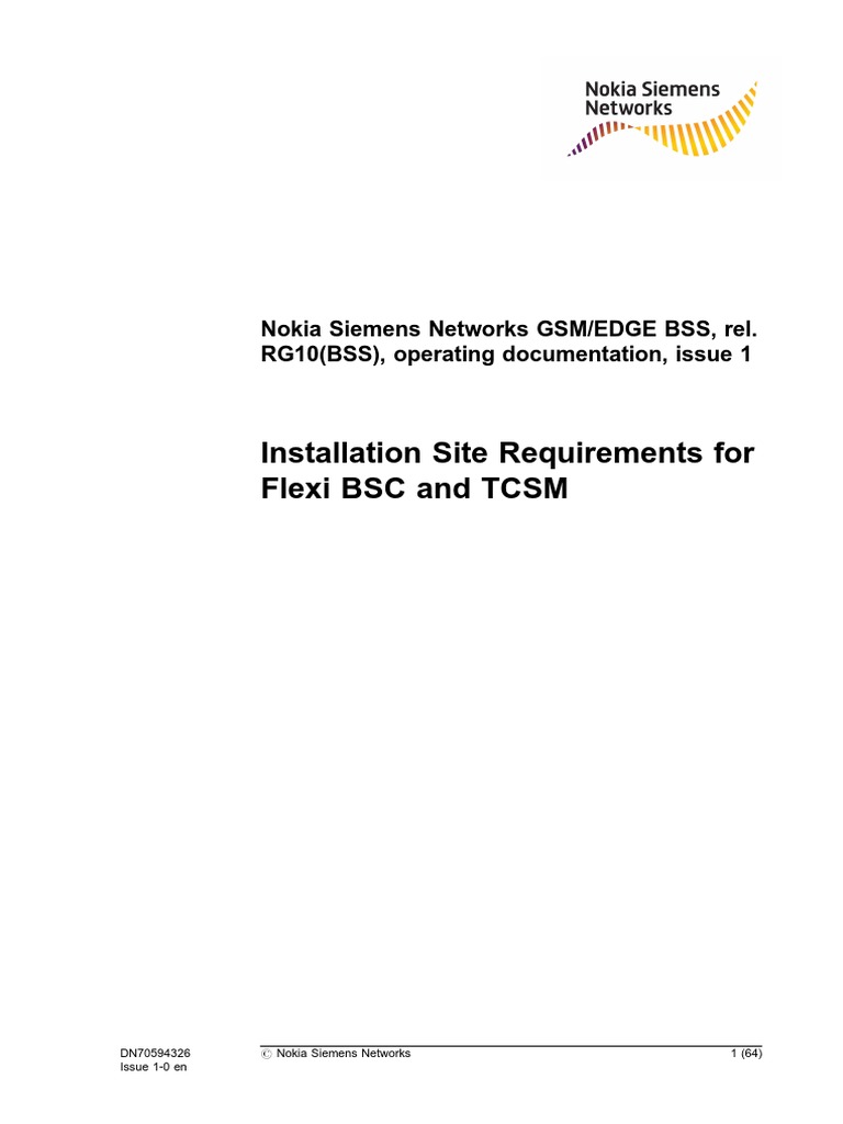 Installation Site Requirements For Flexi BSC and TCSM PDF