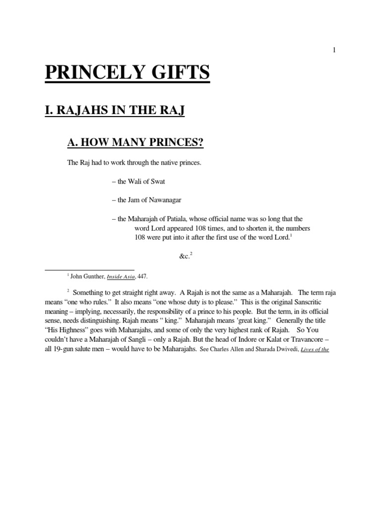 Princely Gifts: I. Rajahs in The Raj | PDF | History