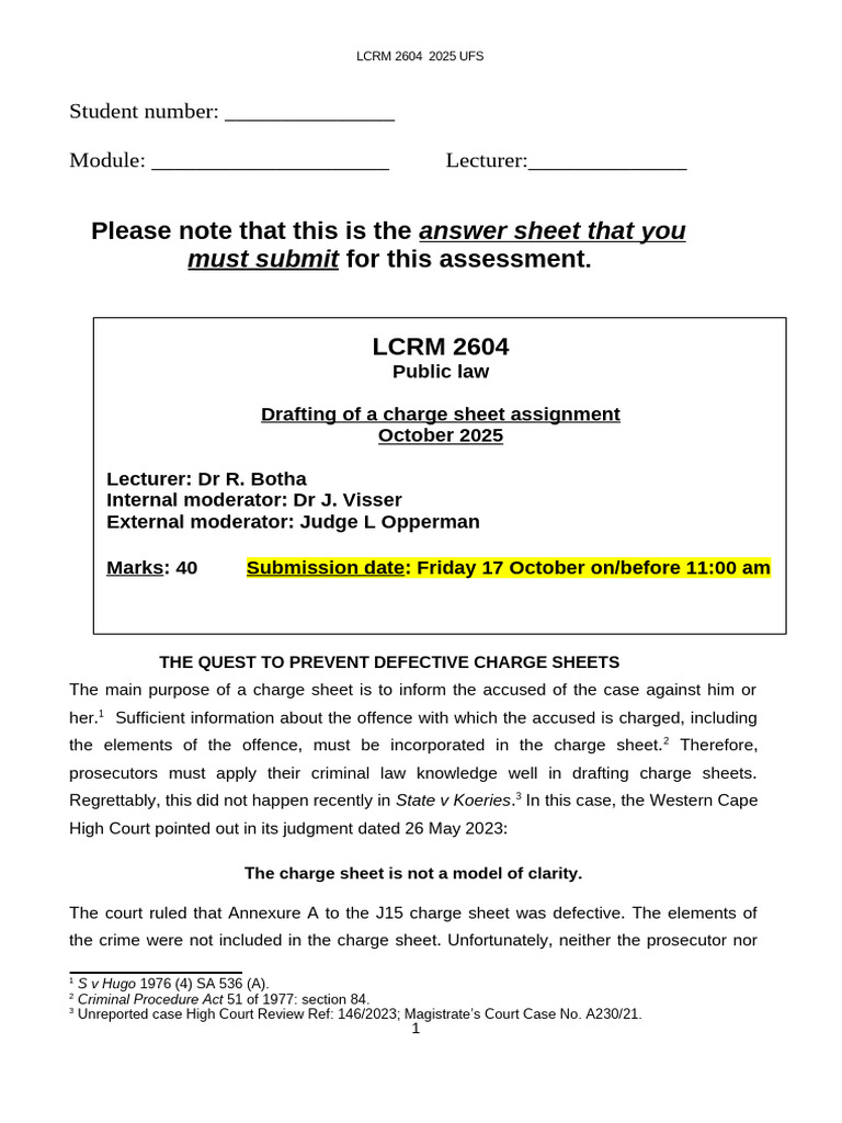 Charge Sheet Drafting for Criminal Law | PDF | Arrest | Crimes