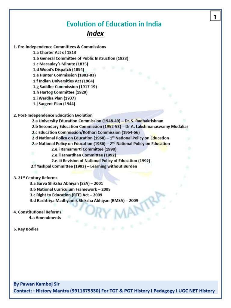 Evolution of Education in India | PDF | Teachers | Curriculum