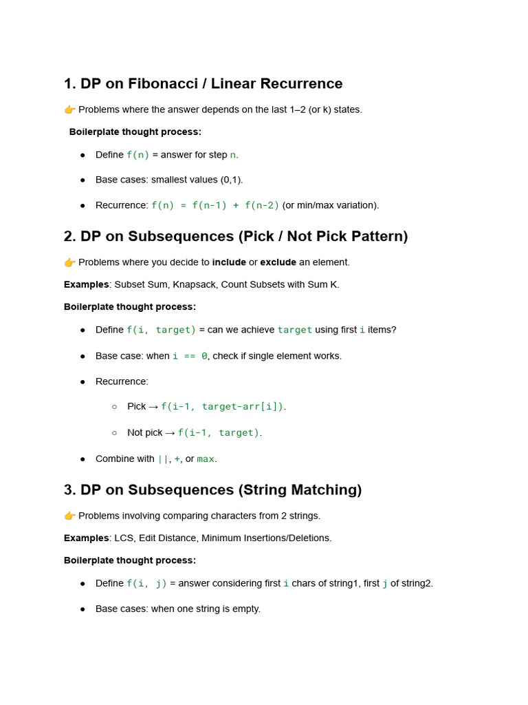 Dynamic Programming Patterns Explained | PDF