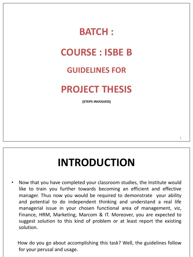 Batch: Course: Isbe B: Guidelines For | PDF | Thesis | Abstract (Summary)