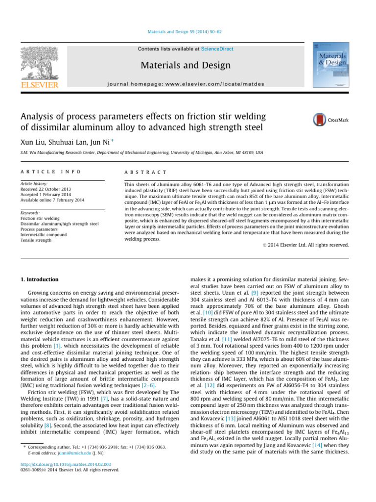 Analysis of Process Parameters Effects On Friction Stir Welding of ...