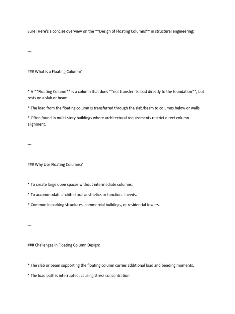 Floating Column Design Overview | PDF | Beam (Structure) | Column