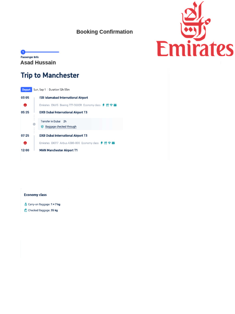ISB-MAN Flight Confirmation | PDF
