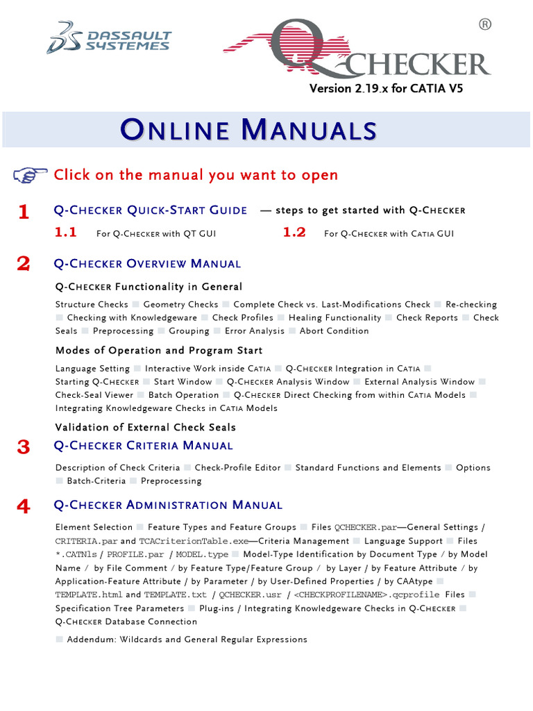 Q-CHECKER User Manual for CATIA V5 | PDF