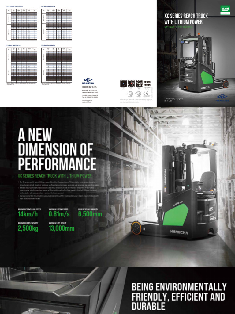 1.4-2.5t XC Series Reach Truck With Lithium Power | PDF | Elevator | Truck