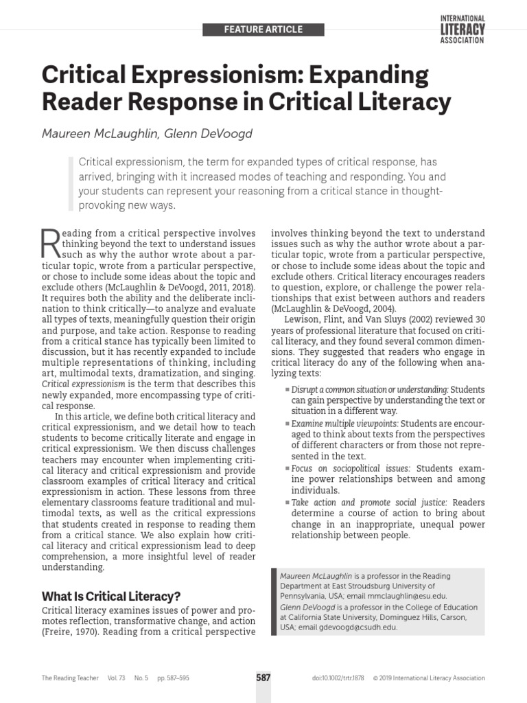 Critical Expressionism in Literacy Education | PDF | Literacy | Reading ...