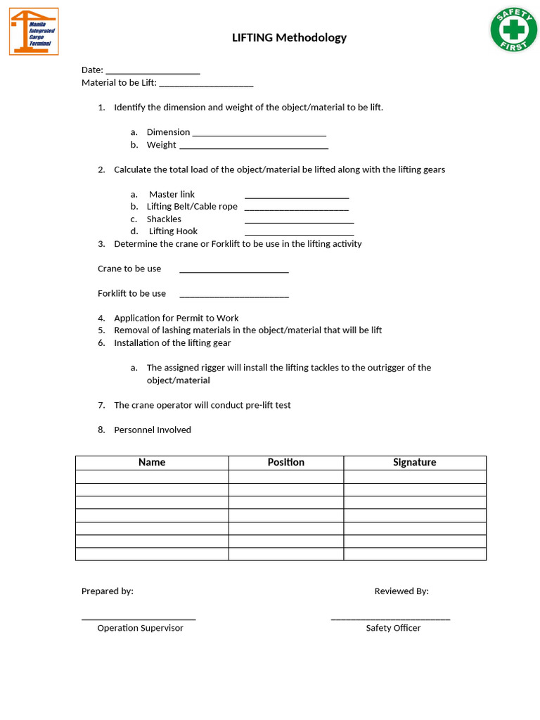ADNOC Lifting Procedure Overview | PDF
